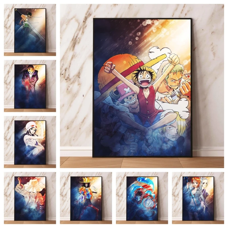 

Anime Character Pictures Canvas Paintings One Piece Luffy Gifts Hd Print Art Prints Kid Action Figures Modular Painting Retro