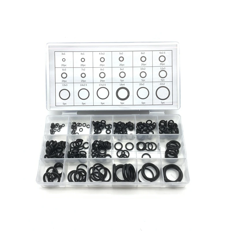 

225pcs Rubber O Ring Assortment Kits 18 Size Sealing Gaskets Washer NBR for Automotive Repair Plumbing and Faucet Air Gas Gasket