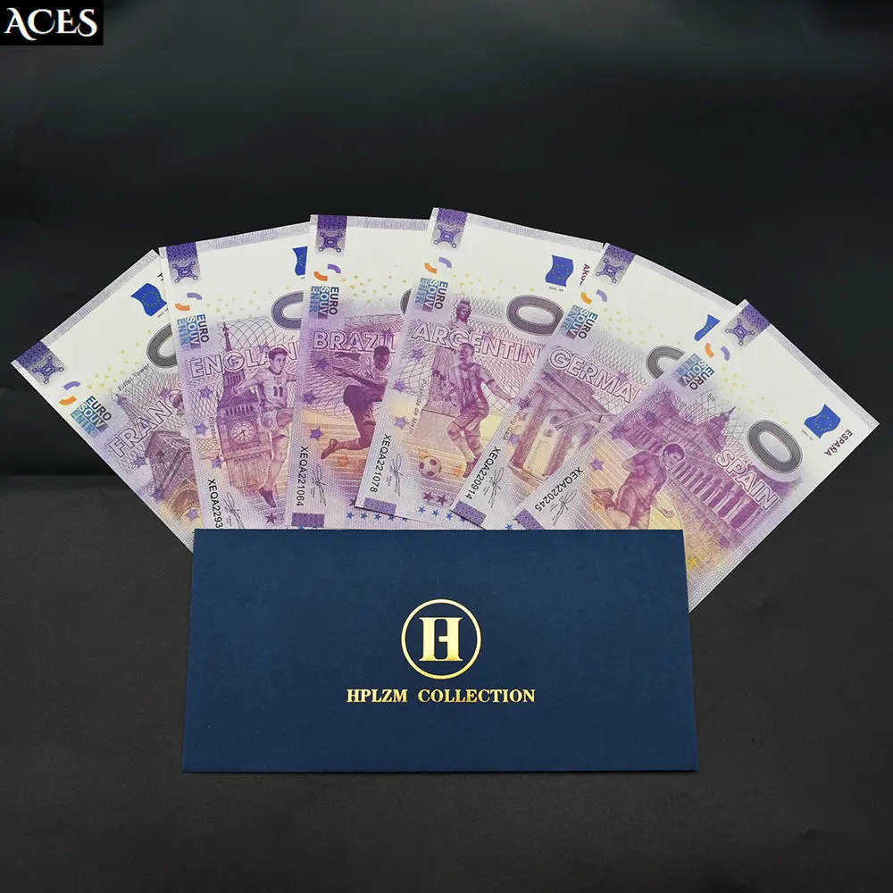 

0 EURO Paper Money Collectibles 2022 Football Banknotes Braizl Spain England Germany France Argentina Notes In Envelope