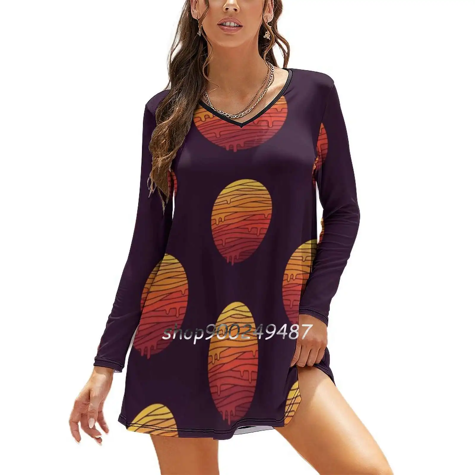 Расклешенное платье с тепловой волной. Разноцветные стили. Платье принтом.