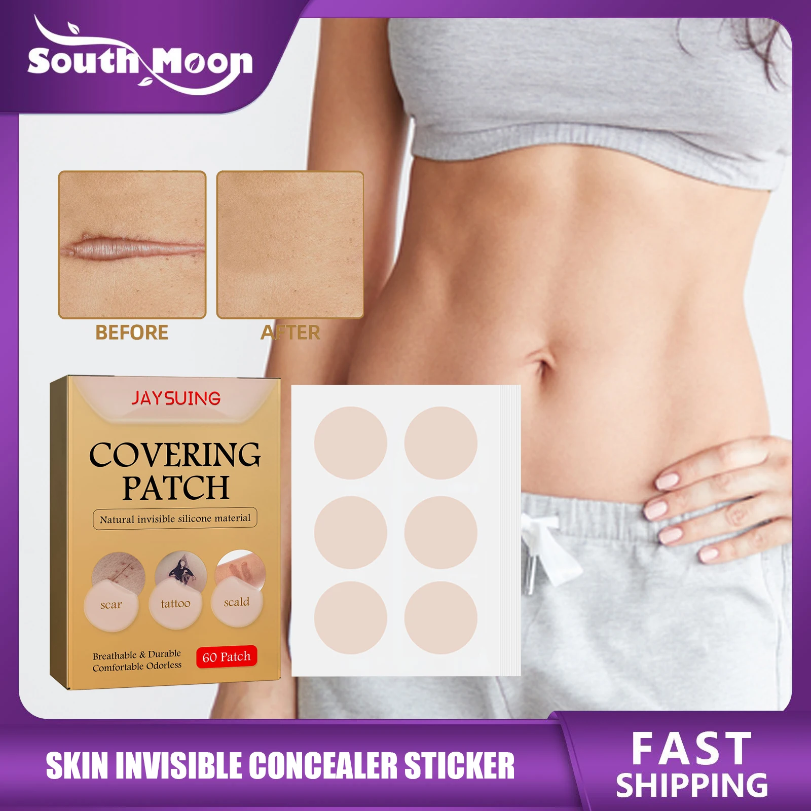 

Sdatter Skin Invisible Concealer Patch Sticker Breathable Tattoo Scar Cover Waterproof Skin-Friendly Silicone Tape Simulation Sk
