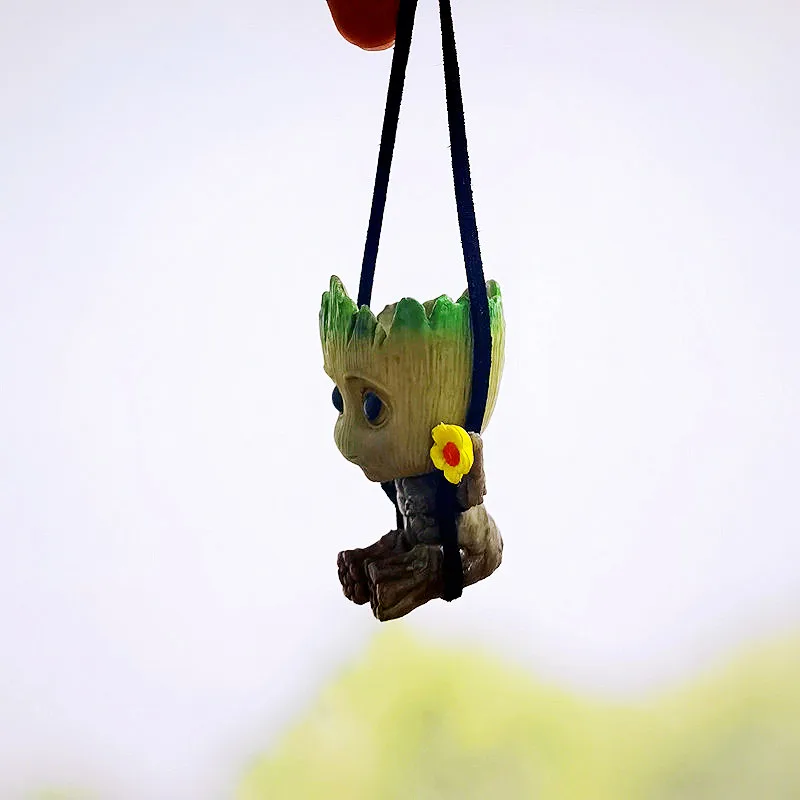 Swing Groot Tree Man Car Rearview Mirror Pendant Ornament Personality Anime Decoration Auto Air Freshener |