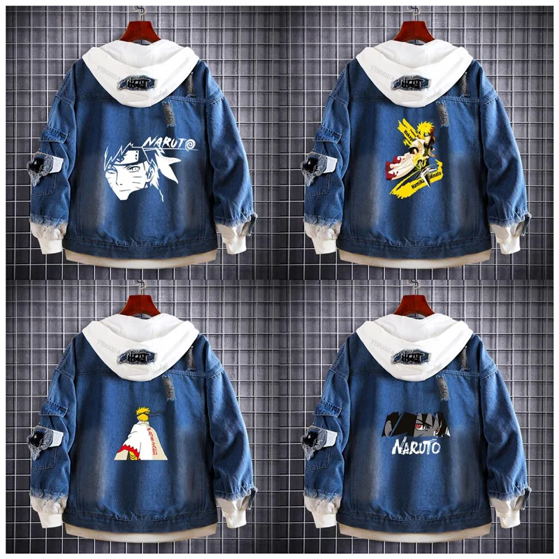 

Джинсовая толстовка с капюшоном выпуск куртка Sasuke Akatsuki толстовки флисовые Большие размеры с капюшоном крутые мужские куртки верхняя одежд...