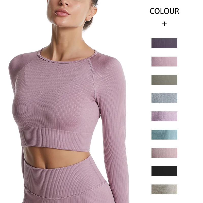 

Quick Yoga Long Sleeve Thread Large Sports Tight Yoga Service Female Surface Color Bills Fitness