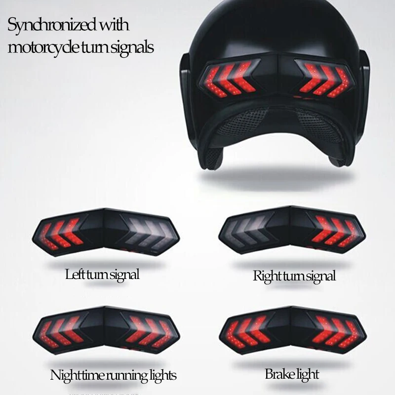 Helmet Light Turn Signal Wireless Safe Travel Turn Signal Synchronized With Motorcycle Can De Installed On All Motorbike Types enlarge