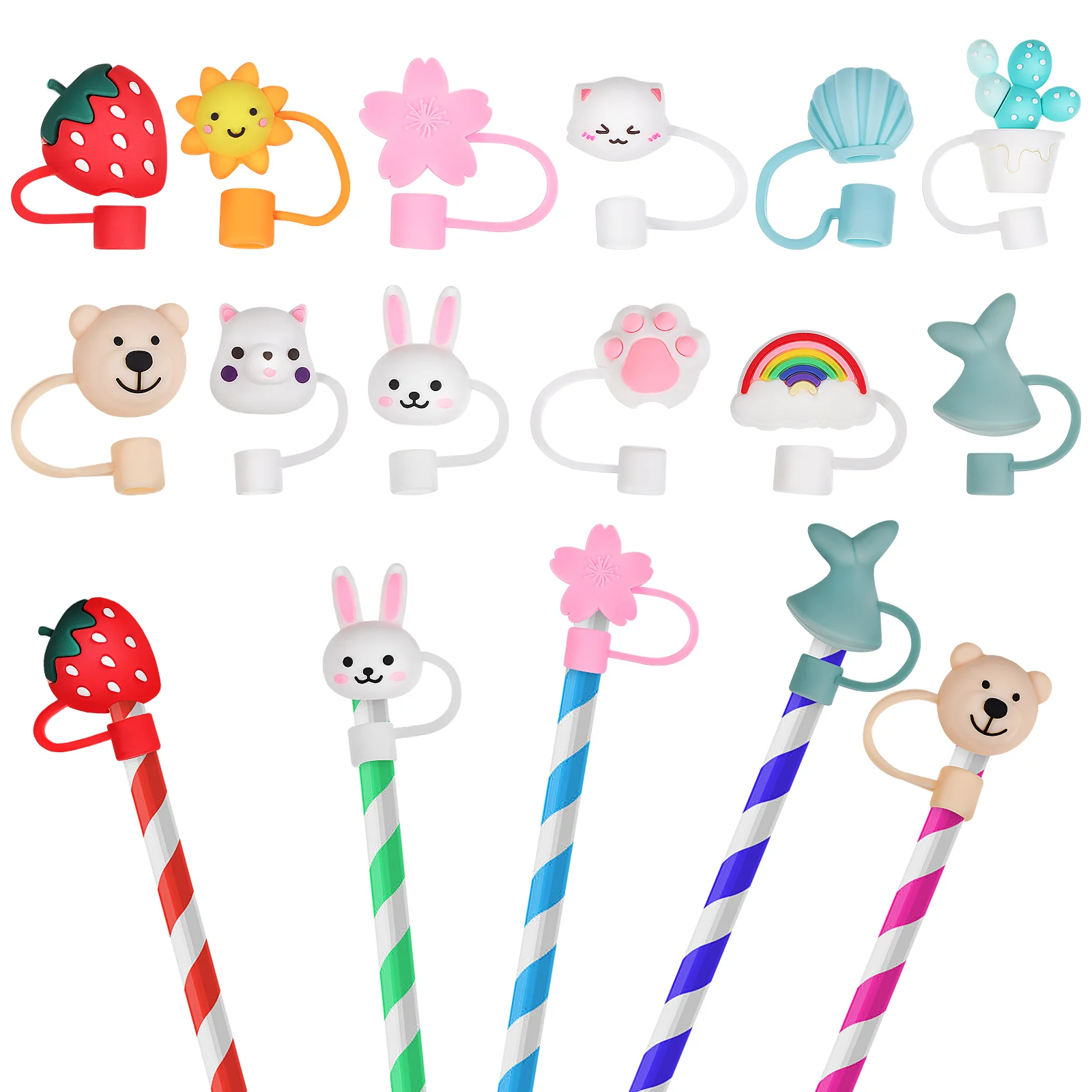 

12 Pcs Cap Water Bottle Straw Covers Stainless Steel Straws Supplies Coffee Decor Caps Plug Nozzle Tip