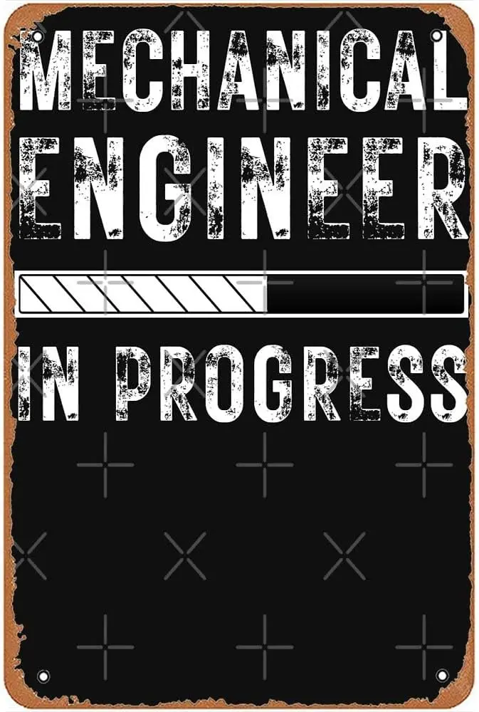 Mechncl Engneer n Progress Wth Dstressed Typogrphy Metl Sgns Vntge Ktchen Br Wll rt Mn Cve Resturnt rm GT 6x8nch