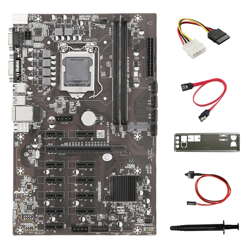 

B250B ETH Mining Motherboard+4PIN IDE To SATA Cable+SATA Cable+Switch Cable+Baffle+Thermal Grease 12PCIE MSATA For BTC