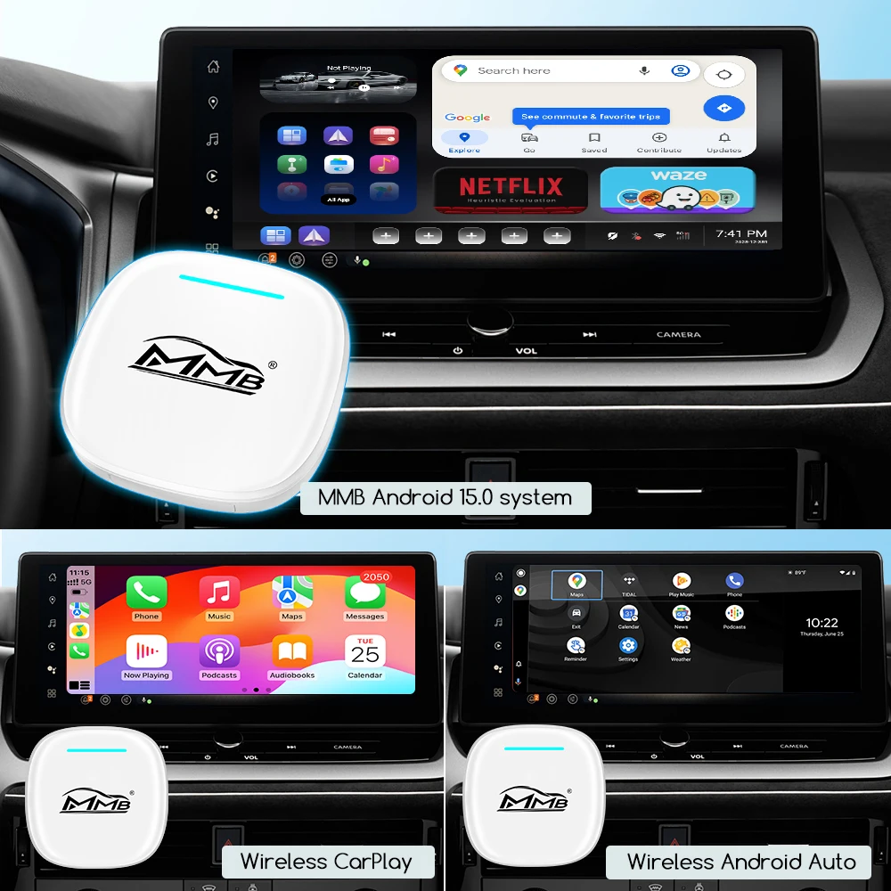 Фото 8G+128GB MMB Ultra CarPlay AI Box Android 15 QCM6350 Беспроводной CarPlay Android Auto Smart TV Box для YouTube, Netflix, IPTV, 5G SIM №2