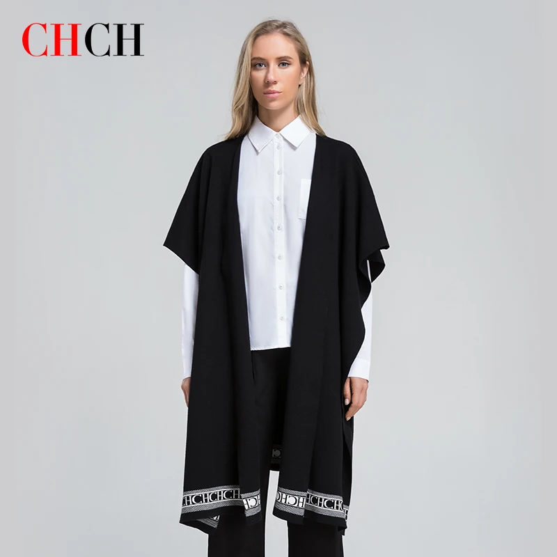 CHCH 2022 Luxury Women's Autumn-Winter Solid Color Slit Shawl Embroidered Hem Comfortable Fabric Women's Cloak Thermal Shawl