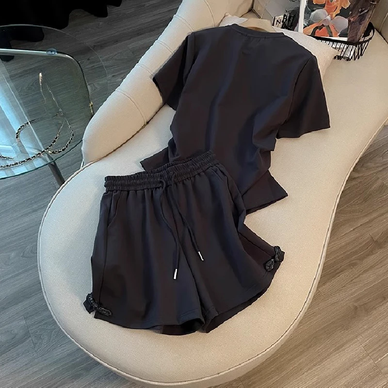 Женский спортивный костюм в китайском стиле повседневный свободный из двух