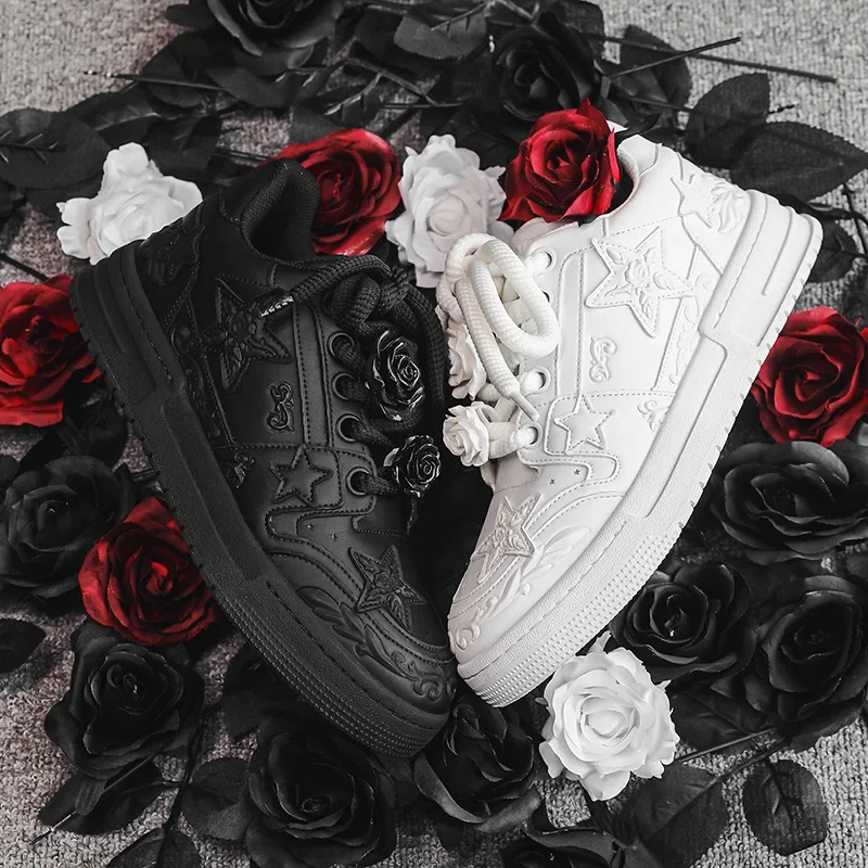 Модные универсальные туфли на толстой подошве с розовой звездой осенне-зимние