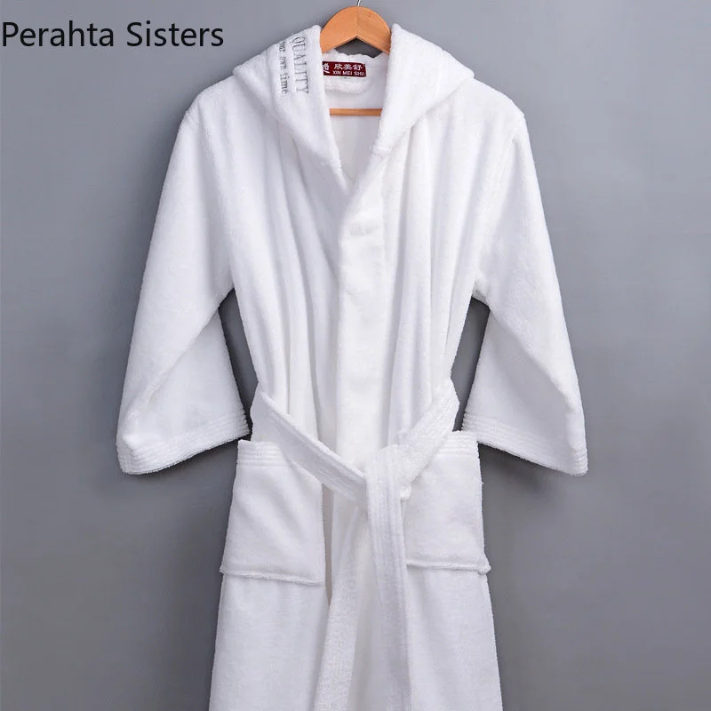 

White Winter Robe Classic 100% Cotton Terry Towel Bathrobe For Men Women Hotel Home Thick Warm Dressing Gown Kimono Robes