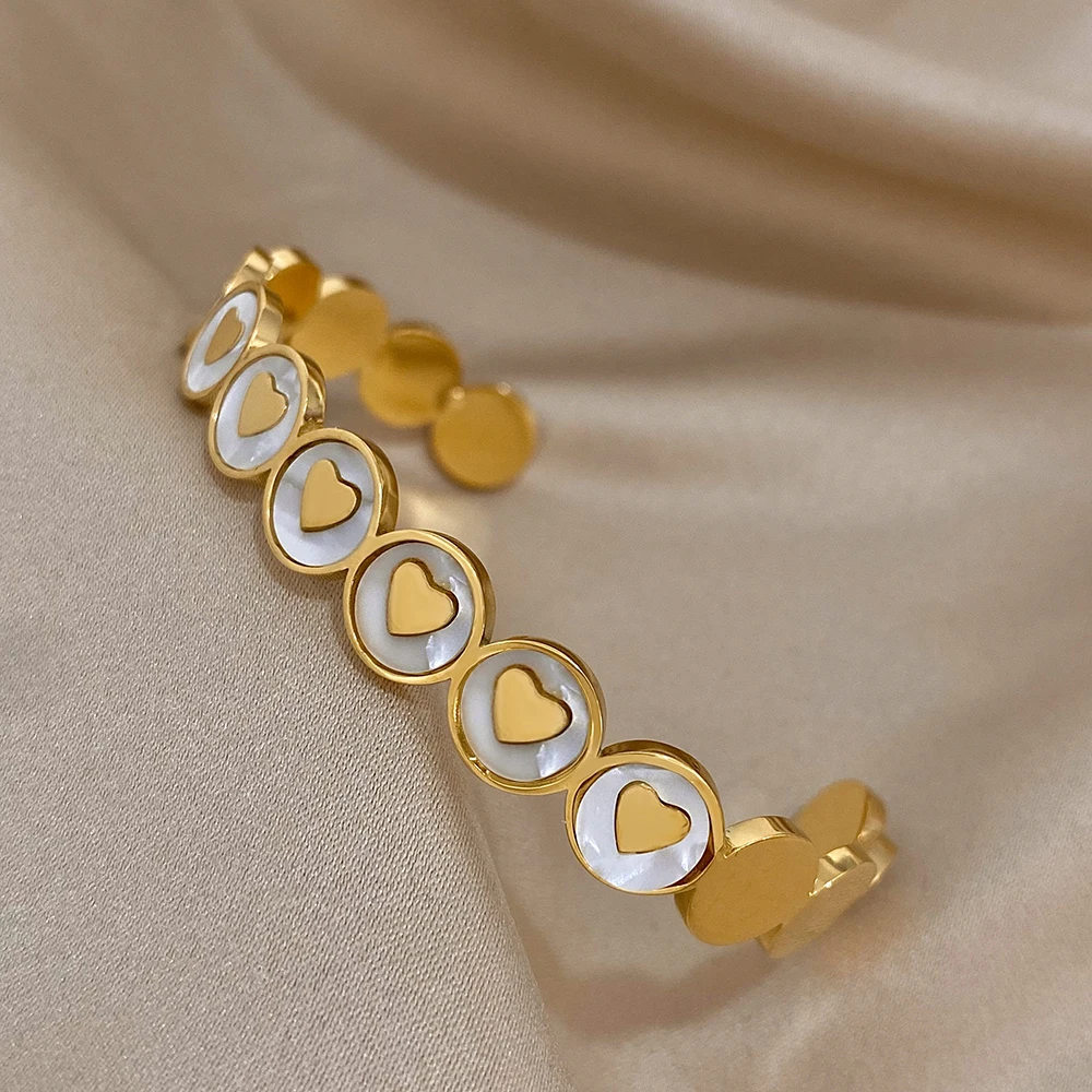 Женский Открытый браслет из нержавеющей стали в виде сердца