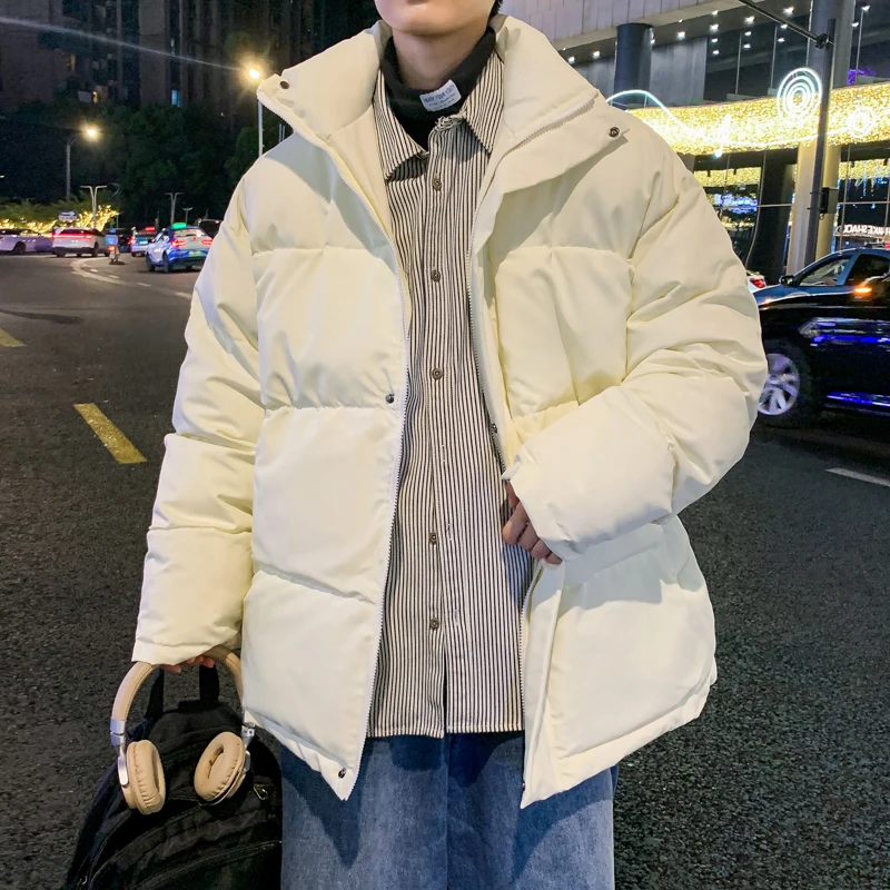 

New Thickened Stand Collar Men's Parkas Fashion Warm Winter Coats Unisex Loose Casual Male Cotton Padded Jackets