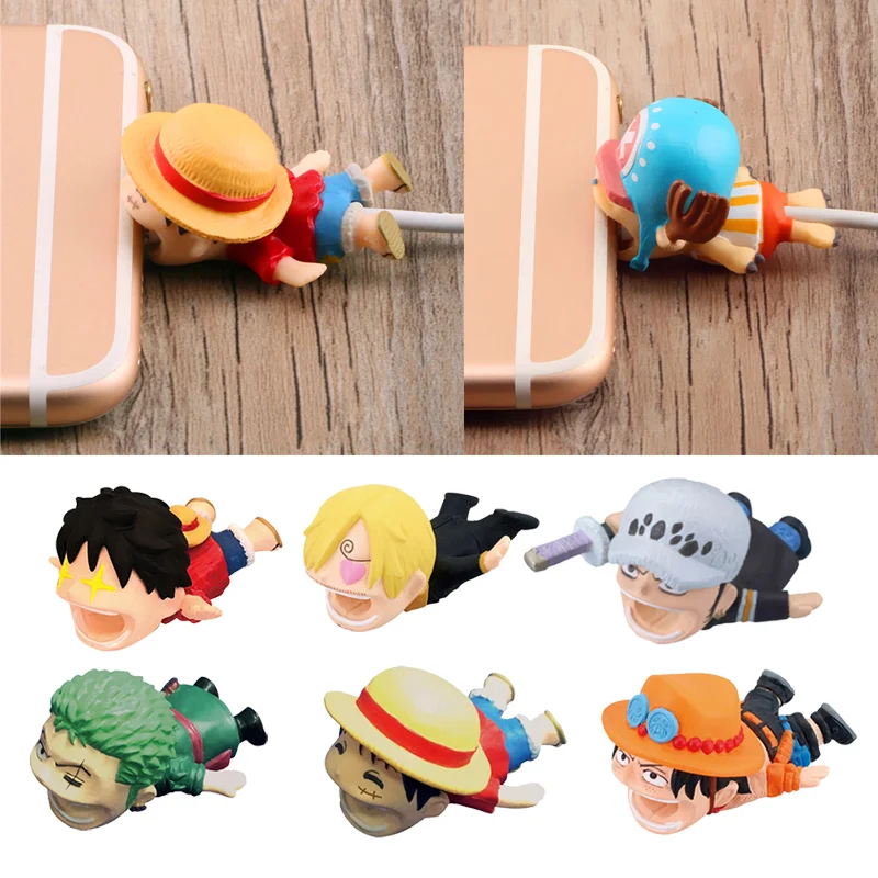 Аниме One Piece Luffy фигурки защита кабеля для Iphone Usb кабель Органайзер намотка Милая Ace