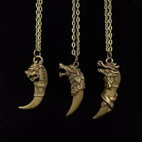 3 styles animal statue brass crescent pendant necklace for menwomen jewelry copper alloy totem necklac punk hip hop style charm