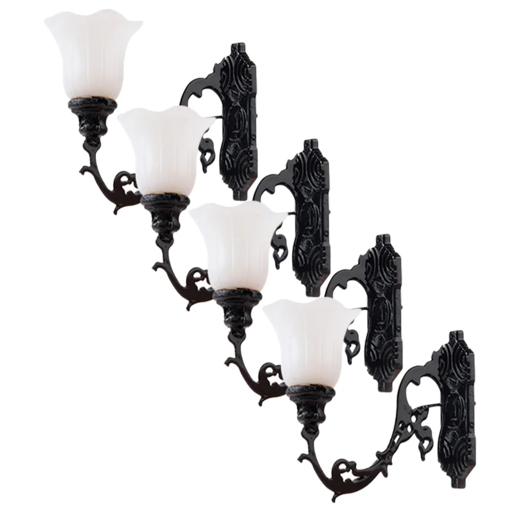 

4 Pcs Sand Table DIY Materials Glow Wall Light Tiny Lamp Model LED Decor Mini Lights Simulation Miniature Adornment