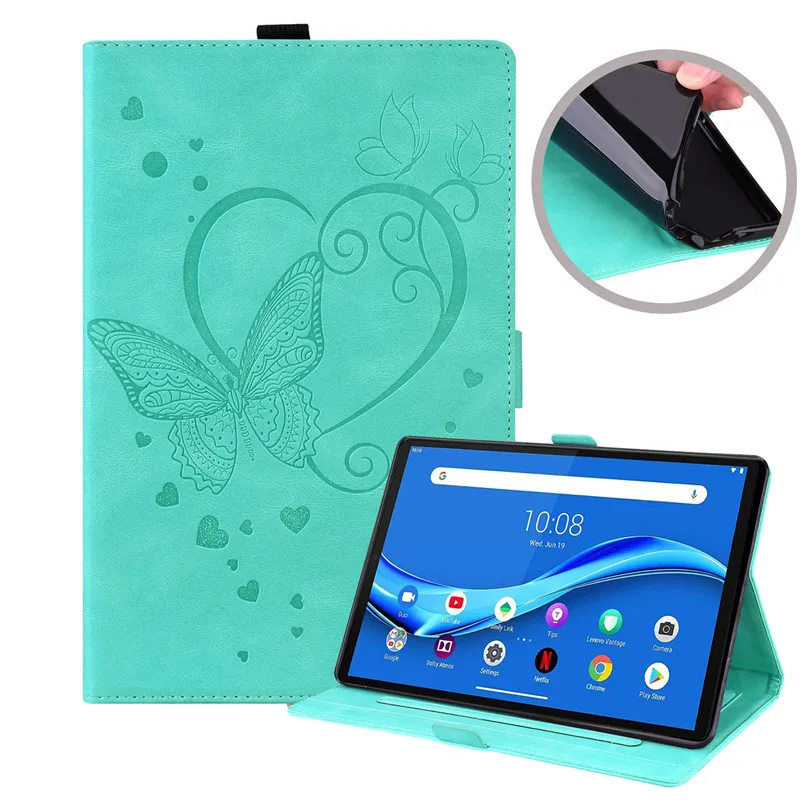 

Butterfly Embossed Cover Case with Card Slots For Lenovo Tab K10 TB-X6C6F TB-X6C6X 10.3" Tablet PC Magnetic Funda TPU Back Shell