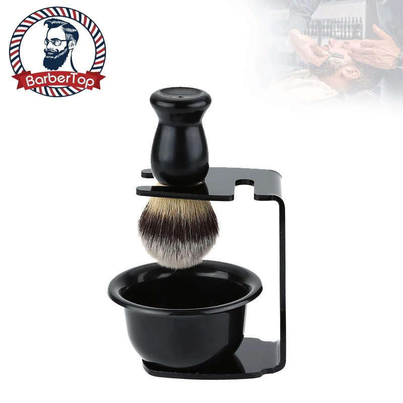 

Barbertop Men Shaving Beard Brush Set Acrylic Stand Holder Salon Razor Clean Shaver Kit Barbershop Tool
