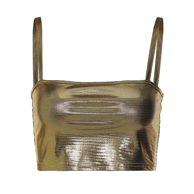 

Сексуальная Женская модная летняя новая сексуальная яркая Светоотражающая облегающая короткая майка на бретельках Бесплатная доставка