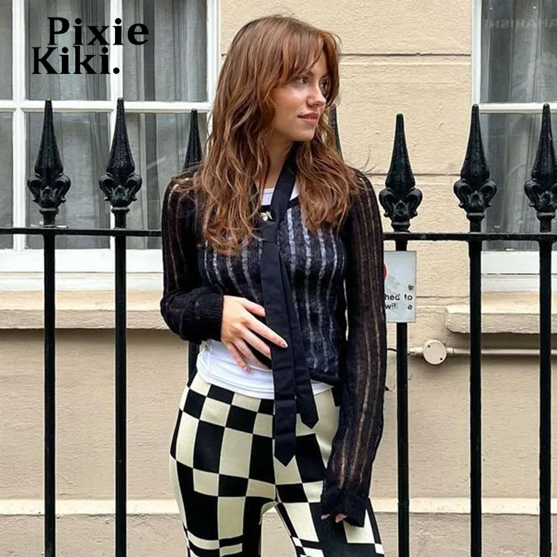 

Топ женский трикотажный с длинным рукавом, Y2k