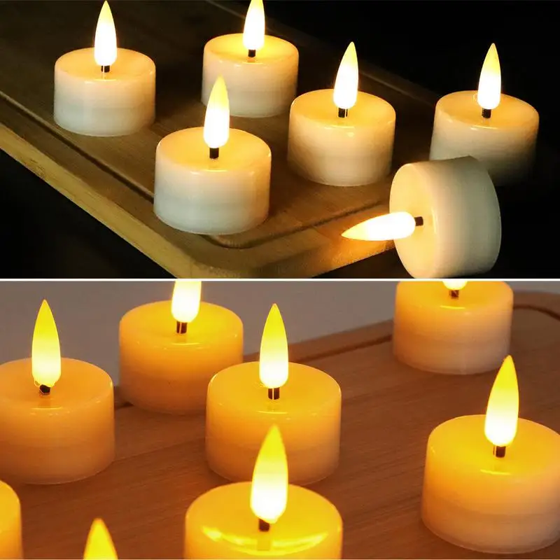 

LED Tea Lights Flameless Candle Electronic Candles Scene Layout Decor Multifunctional 12pcs Flickering Battery Operated supplies