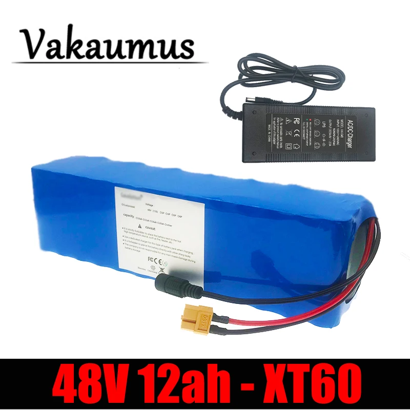 

Vakaumus 48V 12ah Lithium Battery Pack 18650 13S 3P For 500W 450W 350w 250W 54.6V Ebike Electric Bicycle Scooter With 2A Charger