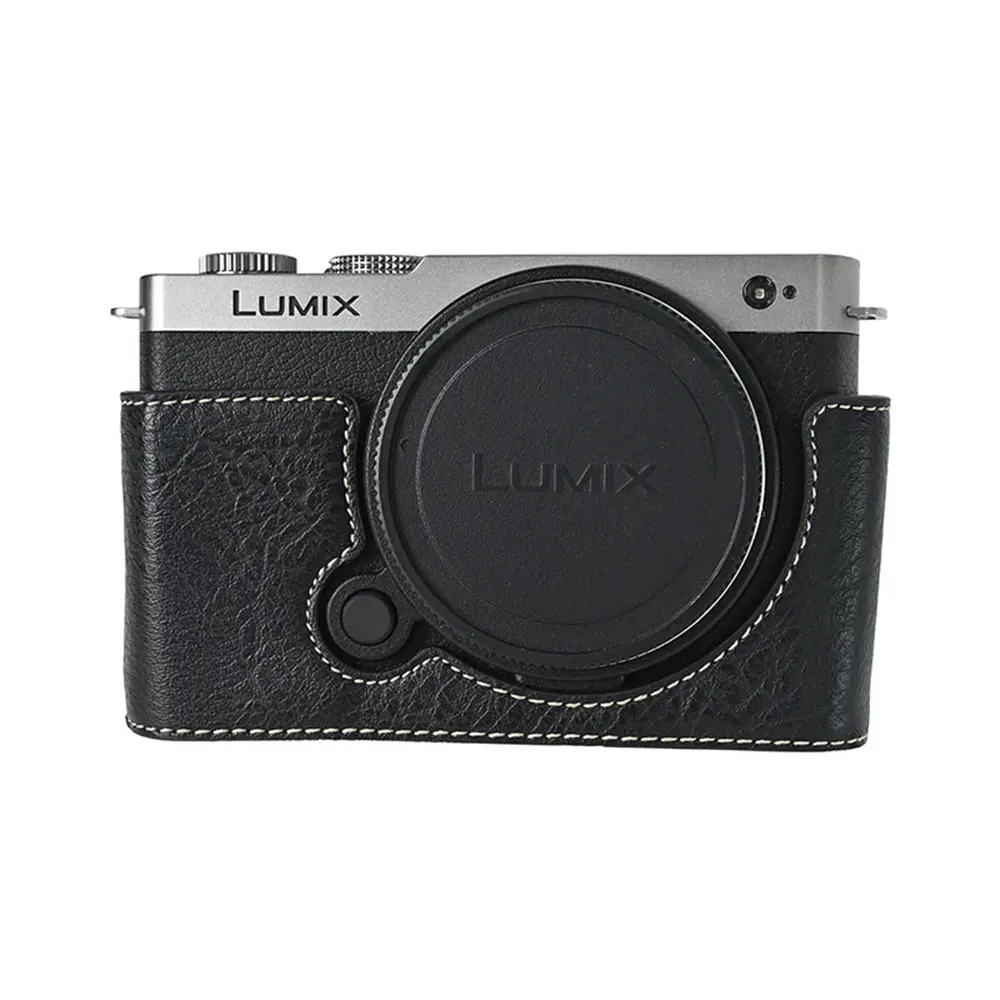 Фото Получехол для камеры из искусственной кожи Litchi для Panasonic Lumix S9 S5 S5II G100K FZ80D с нижним отверстием и плечевым ремнем №2