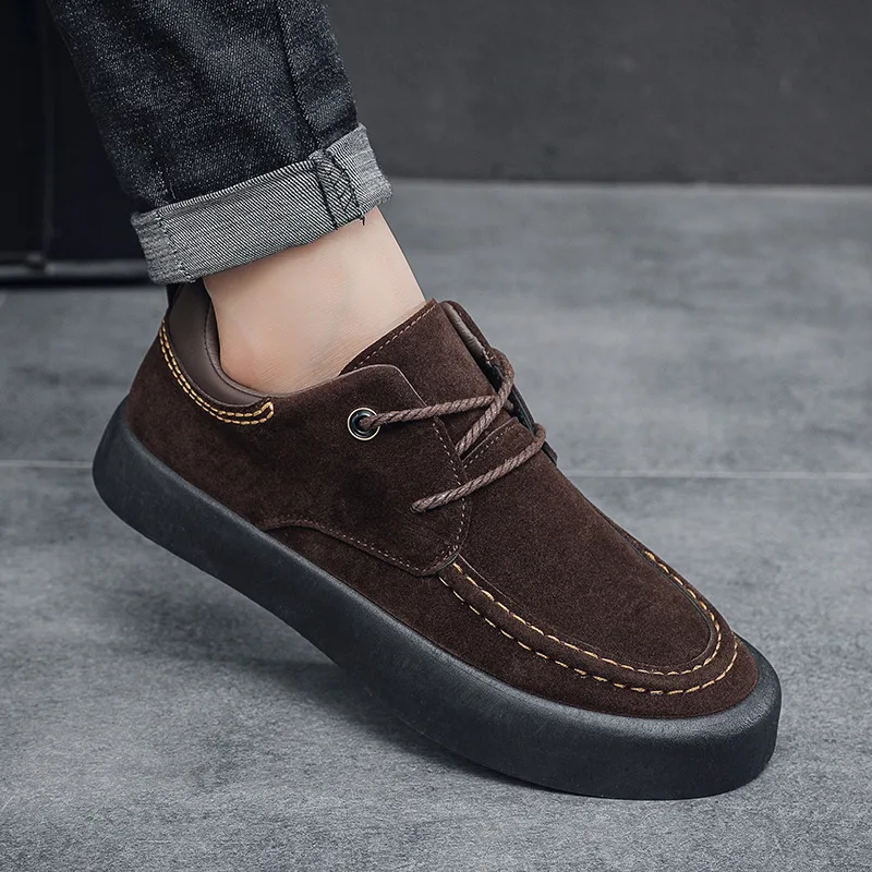 Мужская обувь цвета хаки в стиле ретро осенняя модная замшевая повседневная для