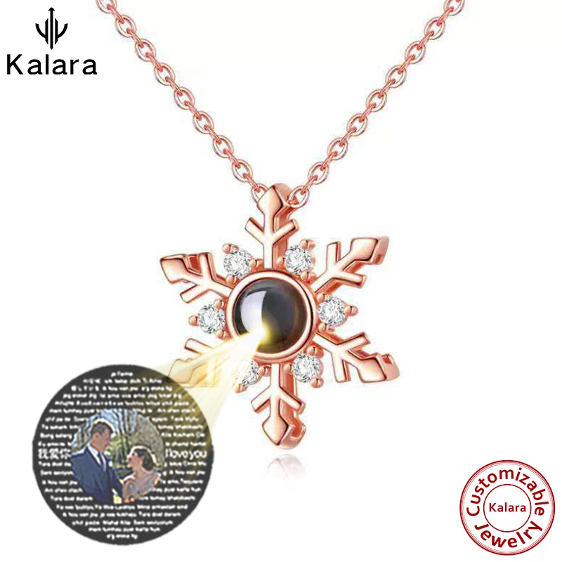

Snowflake Custom Picture Necklace Name Fashion Jewelry Customized Photo Projection Couple Pendants Face Pendant Paired NAMEPL
