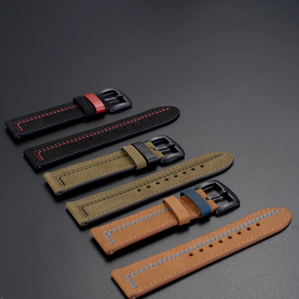 

For Samsung Galaxy Watch4 40mm 44mm Stitching Leather Strap Band For Galaxy Watch4 classic 46mm 42mm Bracelet Watchbands