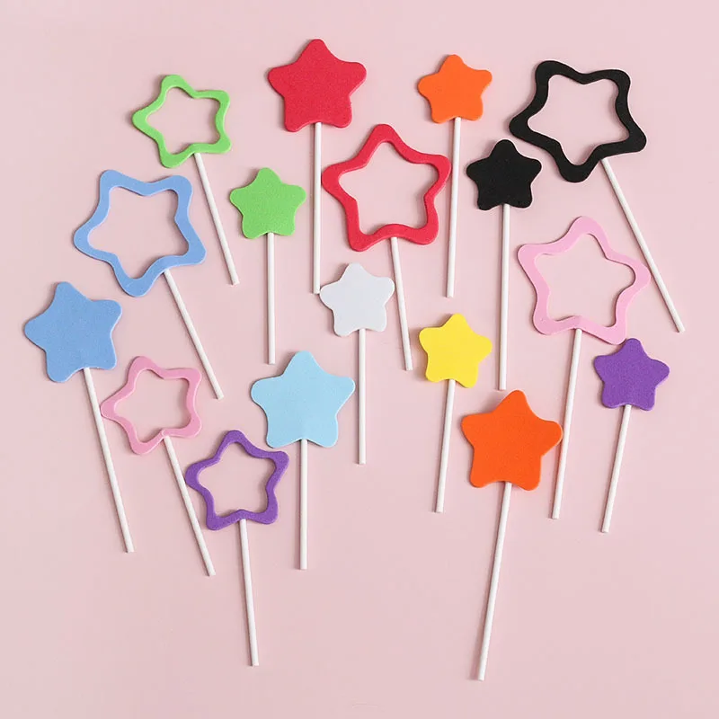 

8pcs/bag Star Cupcake Toppers Birthday Cake Topper Decorating Picks Kids Wedding Party Decorations Baby Shower Favors