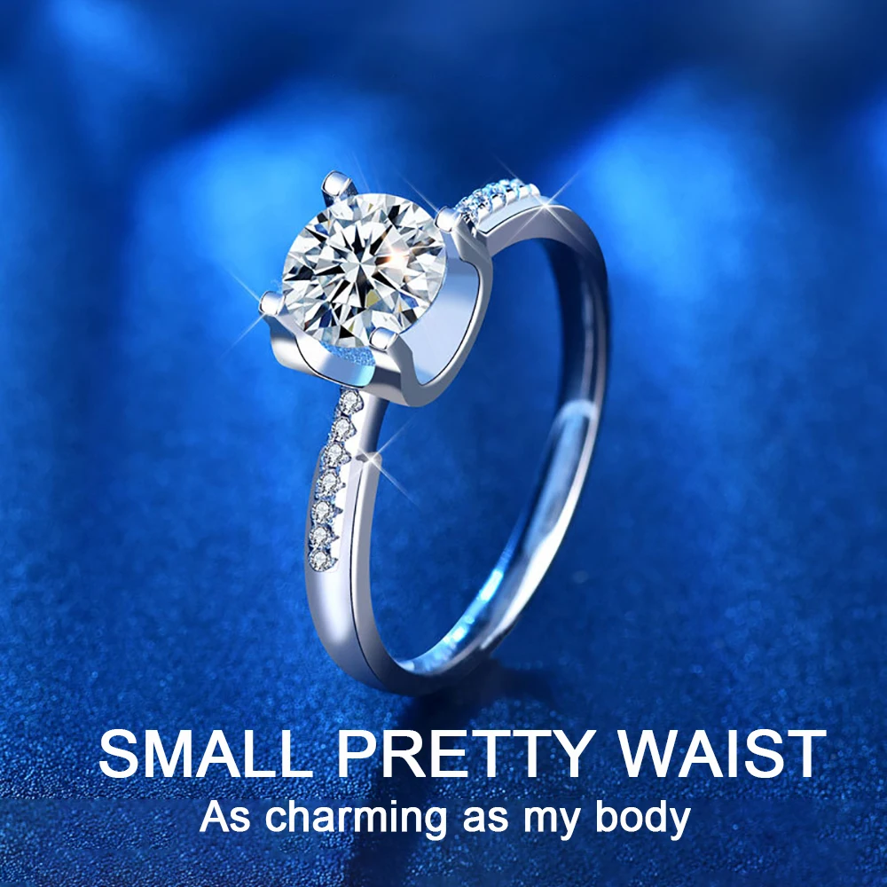 

1CT Small Pretty Waist Moissanite Rings with Certificate Original Real Silver Rings for Women 925 Accessories for Women