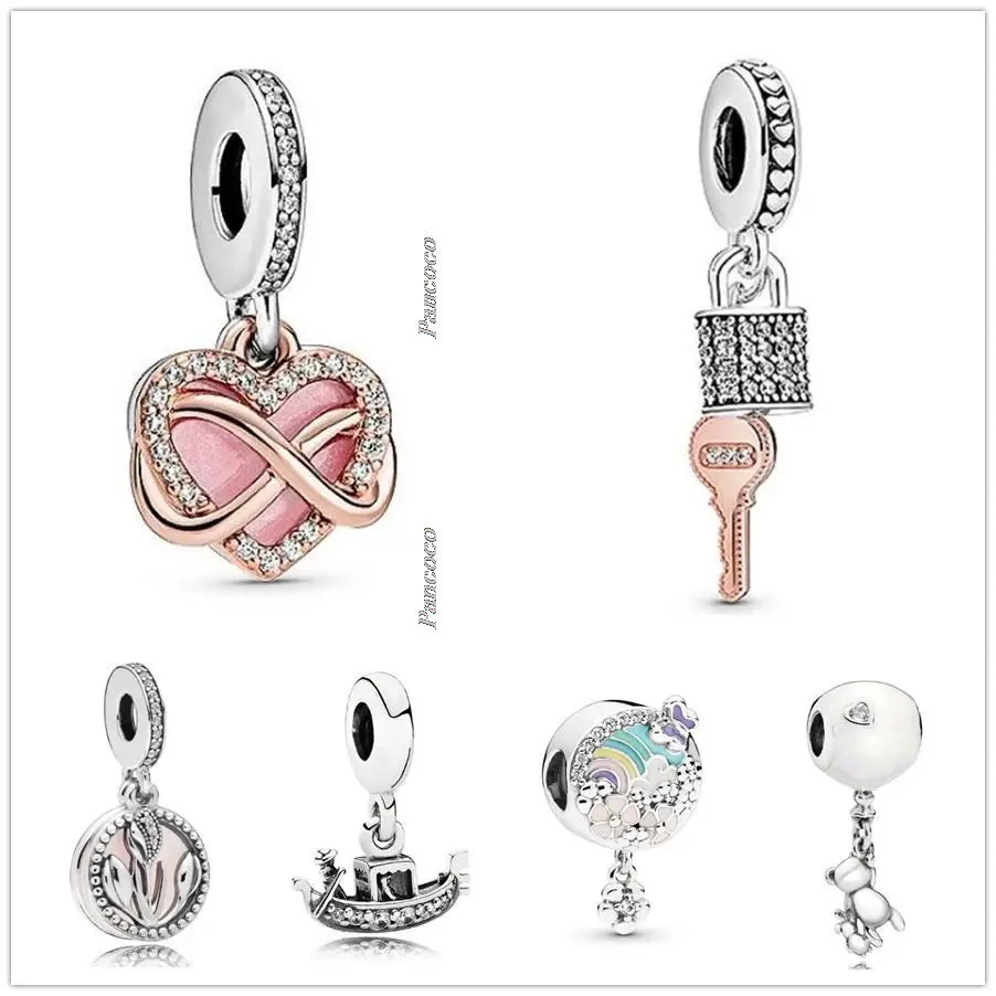 

Authentic 925 Sterling Silver Sparkling Infinity Heart Family Forever And Always Bead Fit Pandora Bracelet Necklace Jewelry