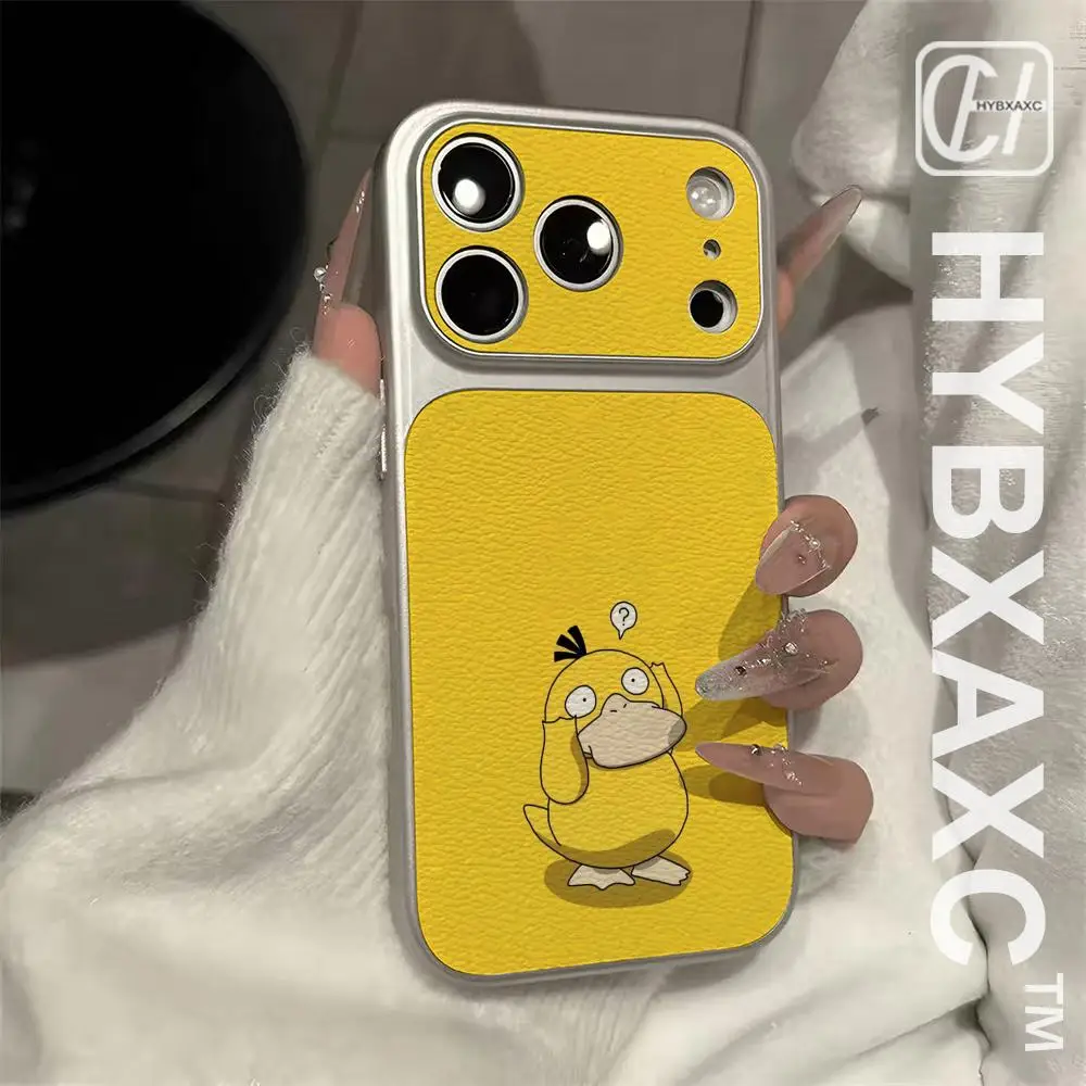 Фото Милый чехол для телефона P-Psyducks для мужчин, с гальваническим серебряным покрытием, из овечьей кожи, для iPhone 17, 16, 15, 14, 12, 17ProPlus, 13, 11 Pro MAX. №3