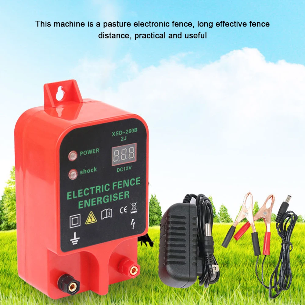 

Electric Fence Energizer Livestock High Voltage Pulse Controller High-decibel Alarm Waterproof LCD Voltage Display