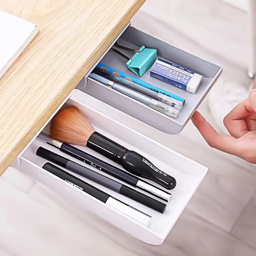 

Useful Storage Drawers Hidden Sticky Fixed Square Office Stationery Pencil Drawer Storage Box Rack Under Desk Storage Artifact