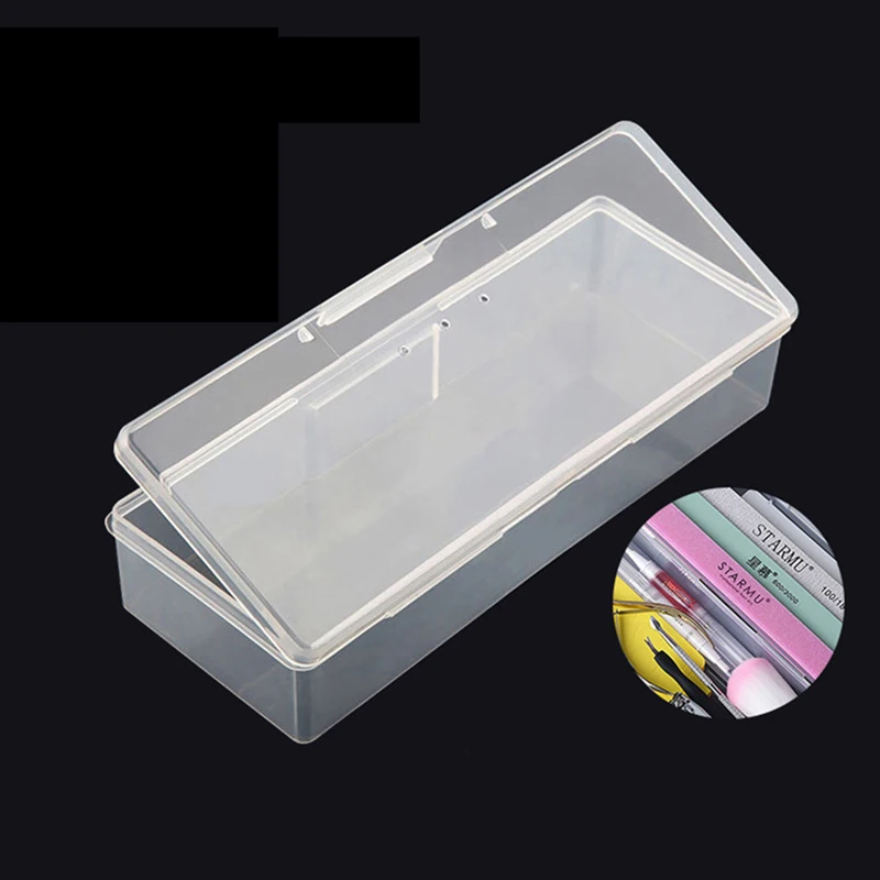 

Rectangle Nail Art Storage Box Tweezers Cuticle Pusher Brushes Pads Empty Case