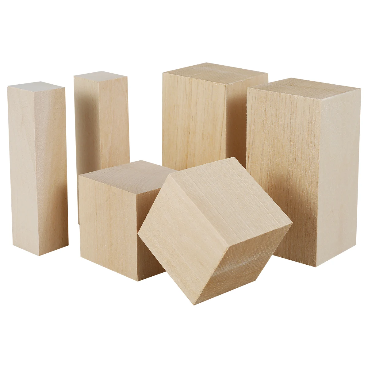 

6Pcs Basswood Carving Block Natural Smooth Wood Carving Block Portable Unfinished Wood Block Carving Whittling Art Supplies for