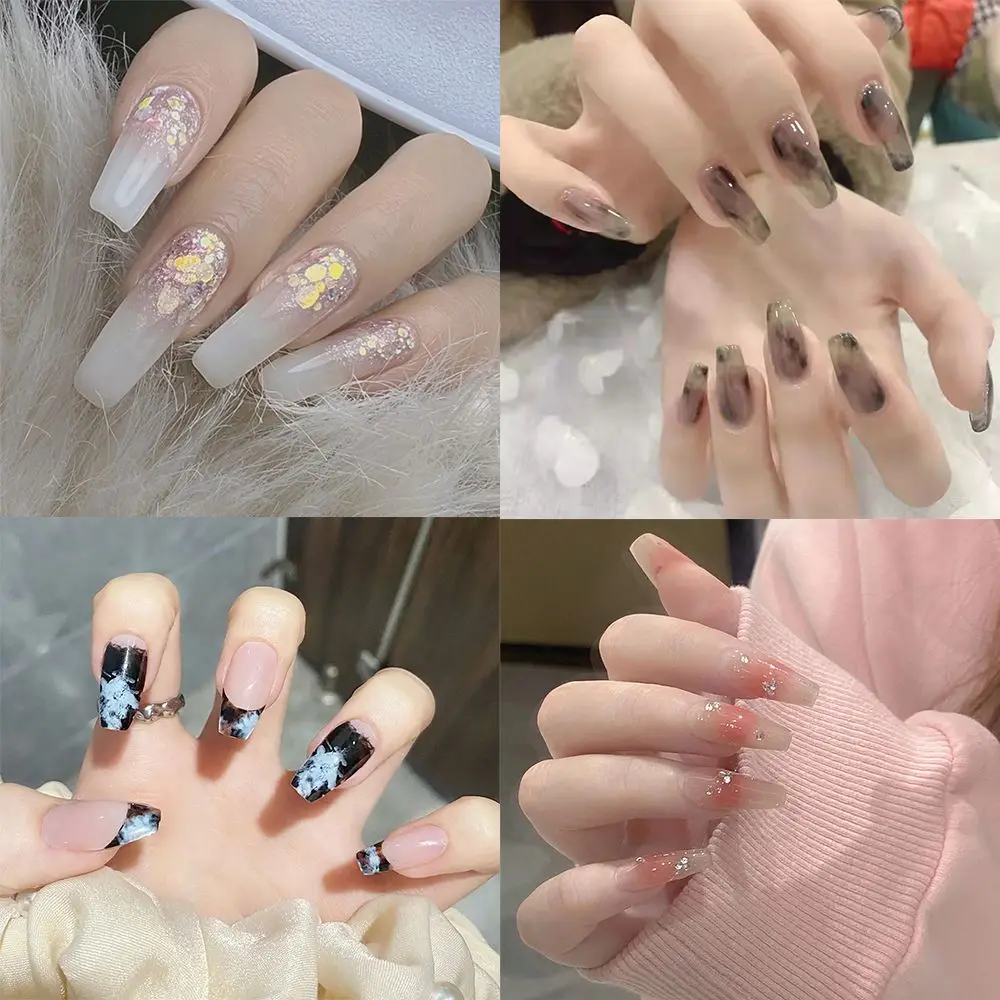 

24pcs/Box Ballerina Manicure Tool Detachable Full Cover Nail Tips Coffin False Nails Rhinestone Fake Nails Wearable