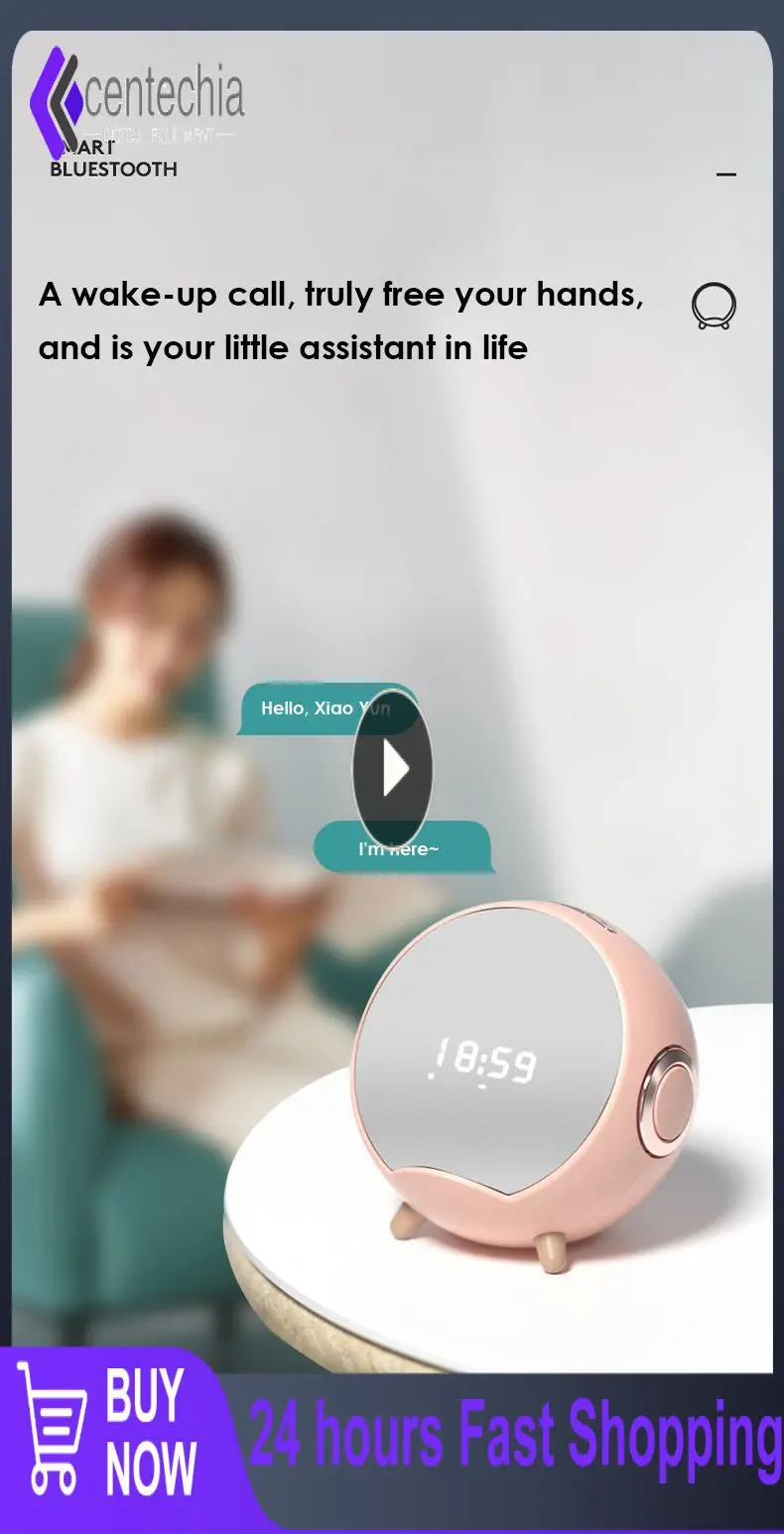 

Clock Display Small Audio Wireless Charging Ai Voice Dialogue Mobile Phone Holder 4000mah Speaker Smart Home