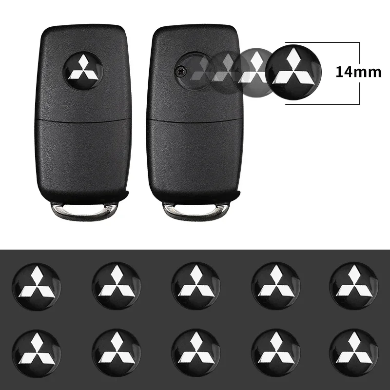 14mm Car Key Badge Emblem Replacement Stickers For Mitsubishi Logo ASX Outlander Lancer Pajero Eclipse Galant Mirage