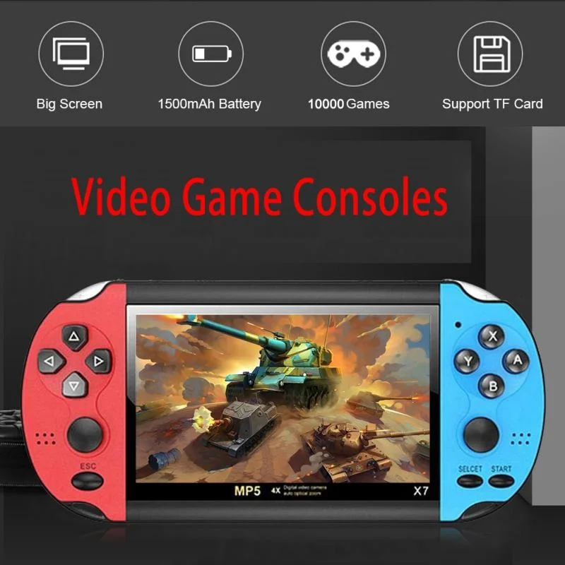 

Игровая консоль для видеоигр, 4,3 дюйма, встроенный hd-экран, 10000 классических игр, портативная игровая консоль mp4 в ретро стиле, портативная иг...