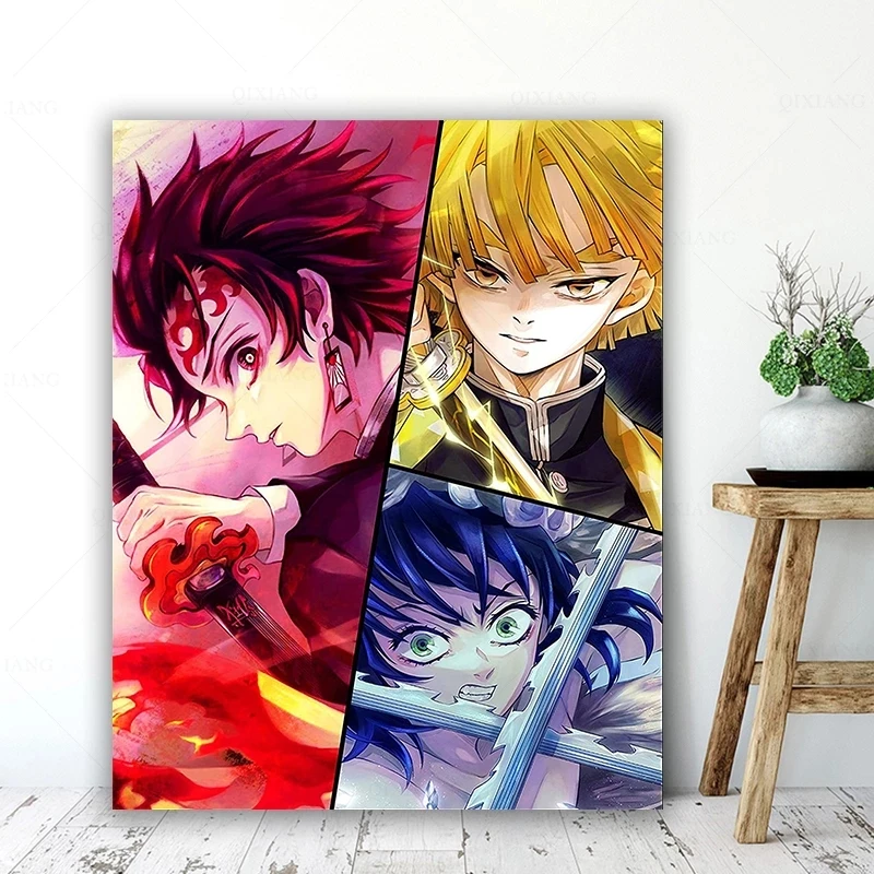 

Demon Slayer Decoration Picture Mural Anime Character Poster Canvas Painting and Kids Room Wall Art Prints for Modern Home Decor
