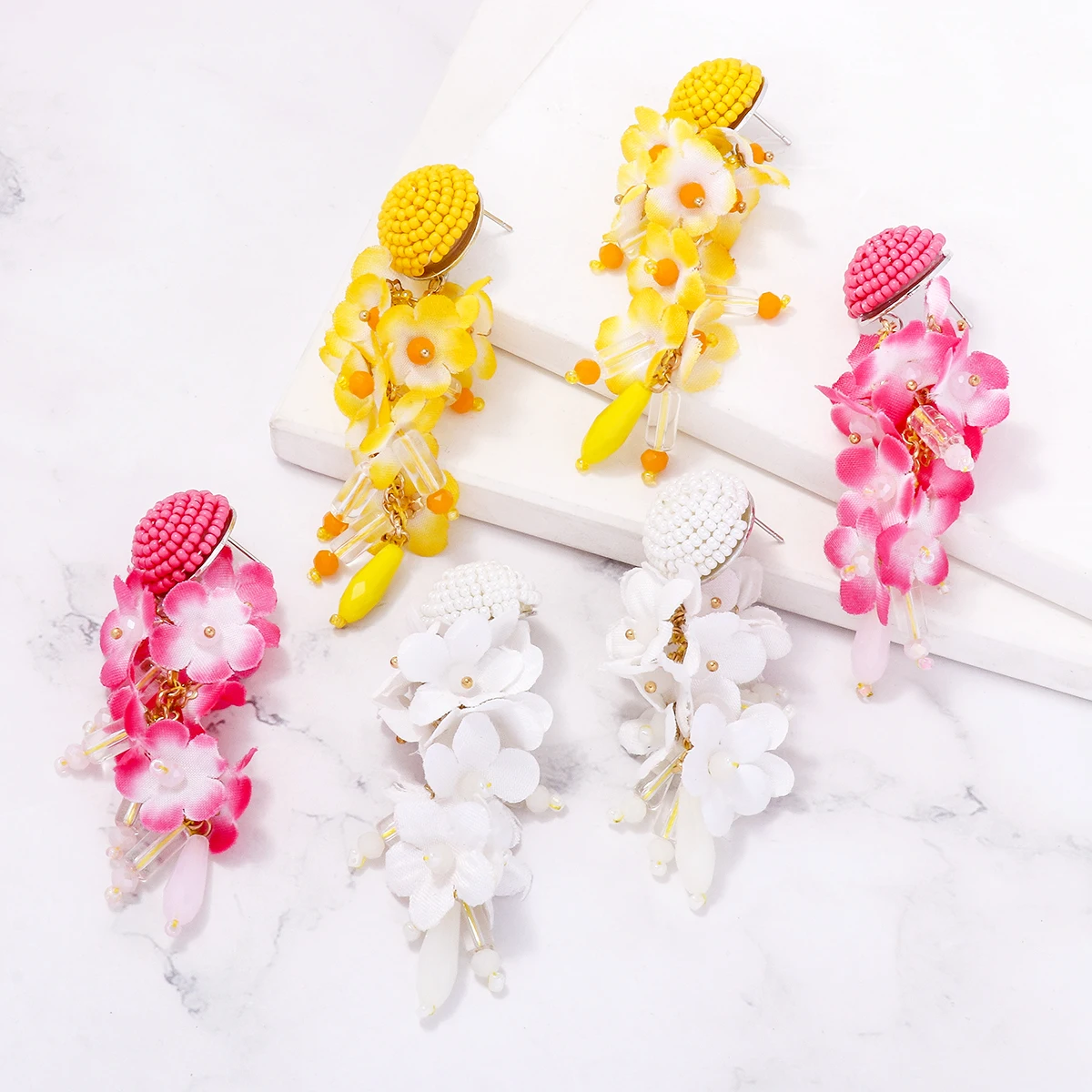 

JURAN Bohemian Colorful Handmade Seed Beads Flower Dangle Drop Earrings for Women 2023 Summer Trend Jewelry Pendientes Wholesale