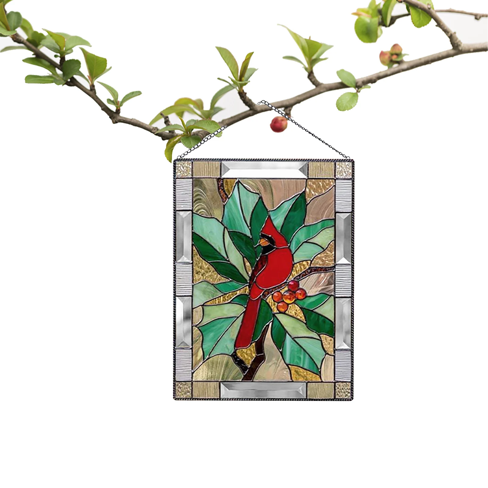 

Stained Acrylic Bird Sunshade Gorgeous Bird Standing On Branch Decoration Vintage Art Pendant For Garden Decor Wall Decor