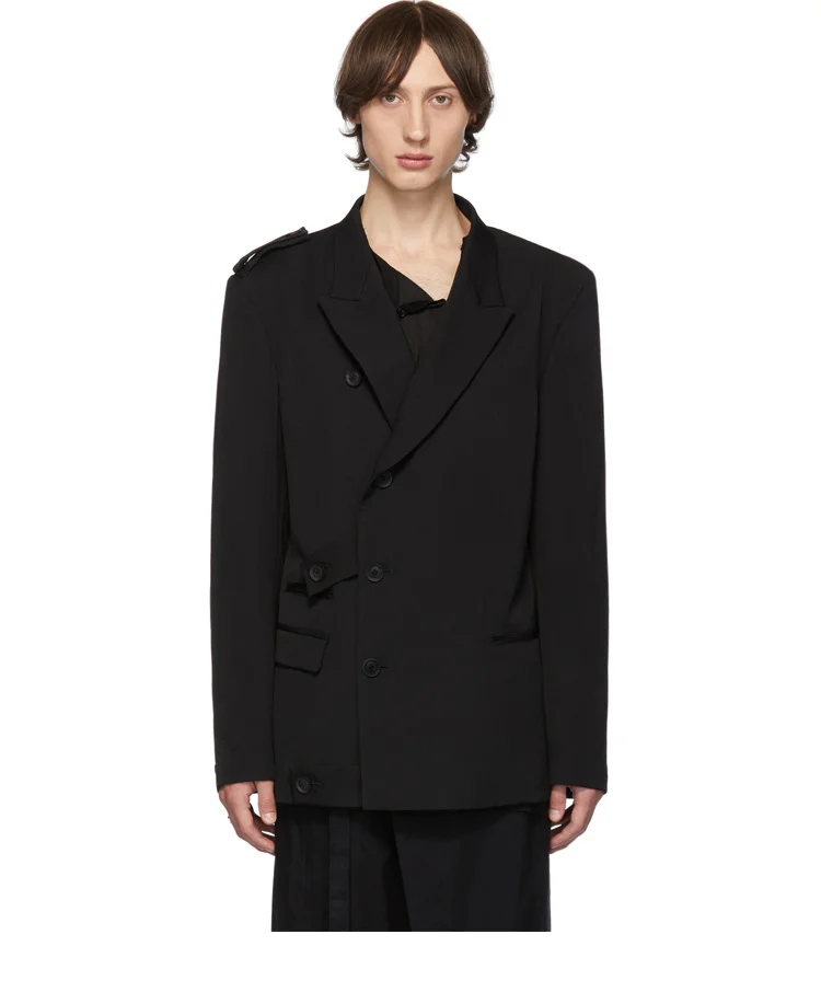 

military Deconstructed uniform gabardine suit style casual jacket