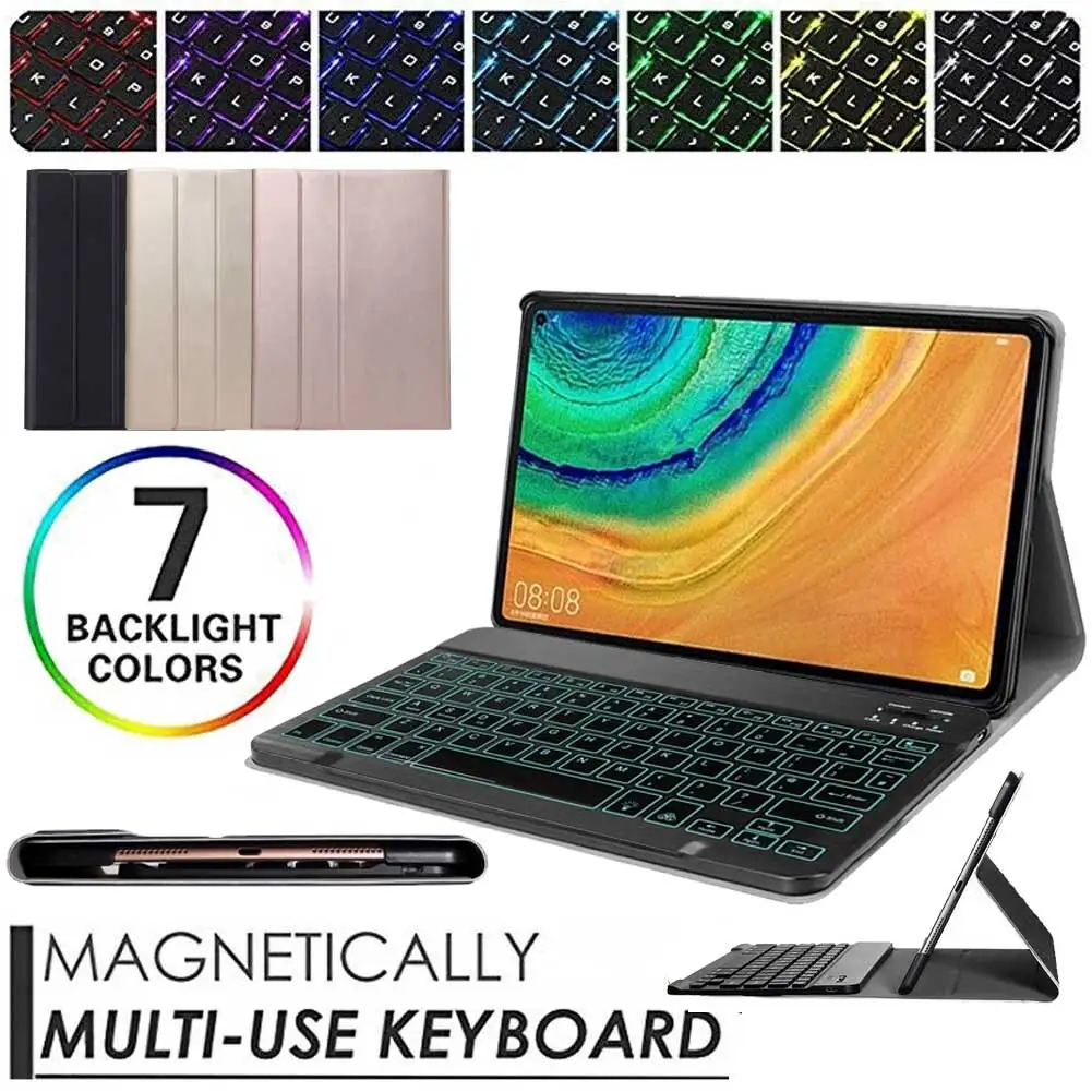 

Wireless Backlit Bluetooth Keyboard Case for HUAWEI MatePad Pro 10.8 Inch MRX-W09 AL09 Magnetic Cover Tablet Keyboard Shell +Pen