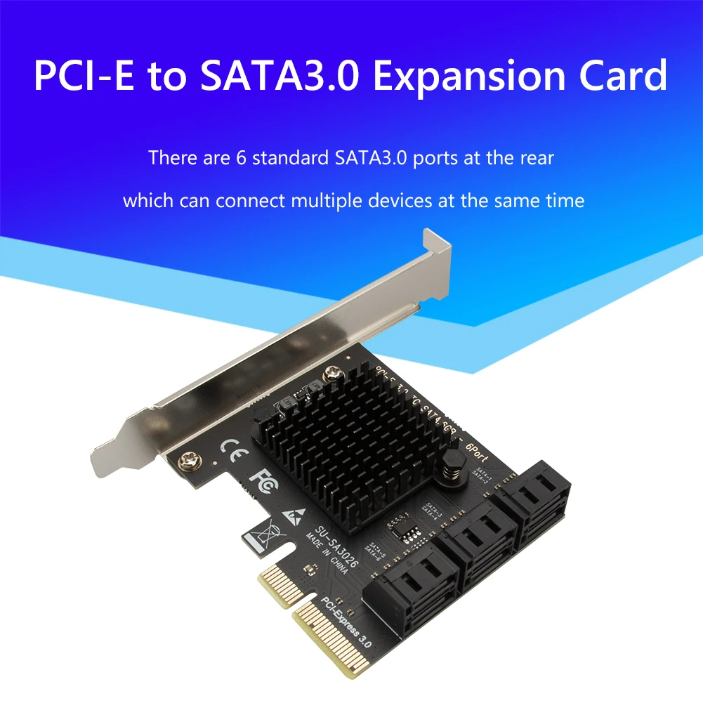 

PCIe Sata на 6 портов SATA 3 III 3,0 6 Гбит/с SSD адаптер PCI Express 3,0 X4 плата контроллера, плата расширения для сервера рабочей станции